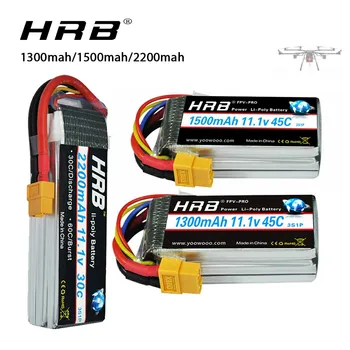 HRB Lipo Batérie 3S 11.1 V 1300mah 1500mah 14,8 v V 2200mah 30C 100C Batérie s Dekani XT60 konektor pre RC Auta fpv bezpilotné Lietadlo