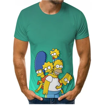 Cartoon T-shirt pánske Anime Simpsons 3D Tlač Hip Hop Streetwear Voľné Pohodlné Textílie O-Výstrihom pánske T-shirt