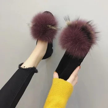 Zimné imitácia fox kožušiny hustej kožušiny topánky študentky pohodlné tehotné ženy ploché topánky hrach bavlna topánky plus velvet sho