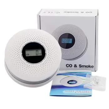 2 v 1 LED Digitálne Plyn Dymový Alarm, Co Oxid Uhoľnatý Detektor dymu Hlas Upozorniť Senzor Home Security Protection Vysoká Citlivosť