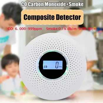 2 v 1 LED Digitálne Plyn Dymový Alarm, Co Oxid Uhoľnatý Detektor dymu Hlas Upozorniť Senzor Home Security Protection Vysoká Citlivosť