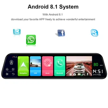 Prenosné 1080P 4G 12 Palcový Android 8.1 Jazdy Rekordér DVR Spätné Zrkadlo GPS Auto Kamera WiFi Dash Cam