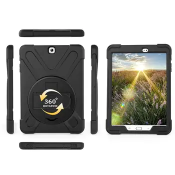 Armor Coque Pre Samsung Galaxy Tab S2 9.7 SM-T810 T815 Remienok na Ruku Otáčanie 360 Stojan, puzdro pre Samsung T810 T815 Prípade 9.7