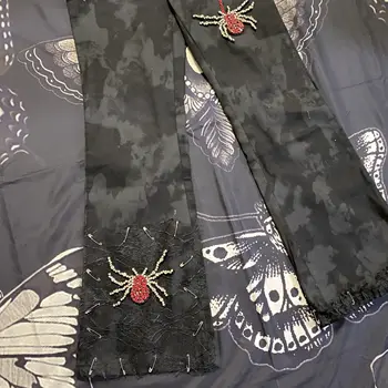 Diamond Spider Lištovanie pavučinu čipky patch Obličkového Nohavice Ženy, Horúce Holky Punk Gotický Grunge Vintage Čierna Sivá Zberného Capris