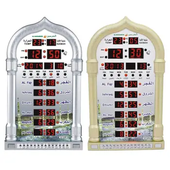 Digitálny Home Decor Darček obec azan Hodiny Mešita Ramadánu Moslimské Modlitby Islamskej Prehrávania Hudby Čas Pripomína Kalendár LED Domov Dodávky
