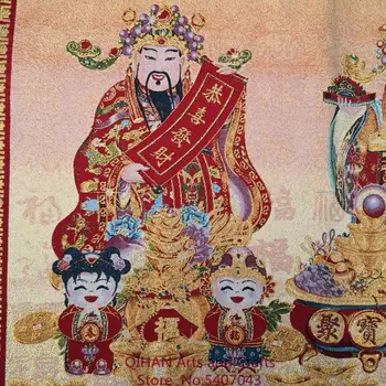 Päť cestnej Boh bohatstva portrét Zhaocai mestský dom, banner Tibetskej Thangka výšivky visí maľovanie zlato hodváb brocade, hodváb wo