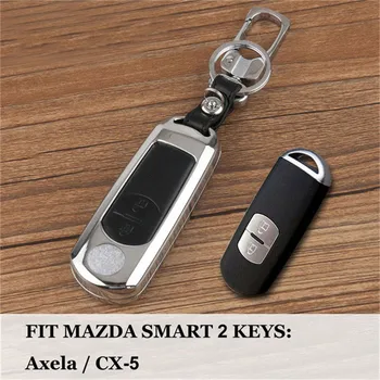 Zliatiny zinku+Kožené keychain Auto Diaľkové Tlačidlo puzdro Na Mazda 6 A Mazda 3 Axela Atenza CX-5 CX5 2017 2016