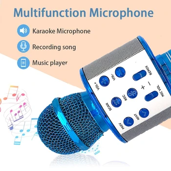 Bluetooth Ručný Karaoke Reproduktor Hráč Stroj pre Deti, Dospelých, Domov KTV Strana z Android/Iphone/Ipad/Pc Dievča Chlapca (Modrá)