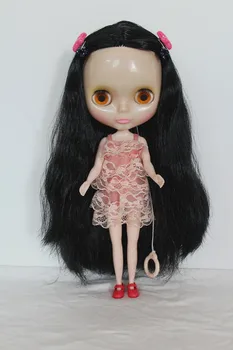 Blygirl Čierne rovné vlasy, nahé bábika Blyth bábika transparentné kožných kmeňových telo sedem kĺbov zmeniť svoj vlastný make-up