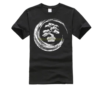 Normálne Krátke Bavlnené Tričká Bonsai Strom Enso Kruhu t-shirt Vintage Zen Umenie Kaligrafie