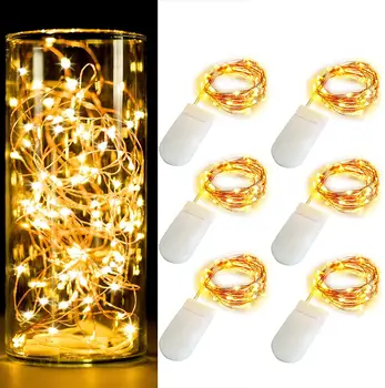 10pcs/veľa 1M 2M 3M 5M LED Medený Drôt String Light 2*CR2032 Batériou Napájaný Vianočné Svadobné Party Ramadánu Dekorácie Svetla