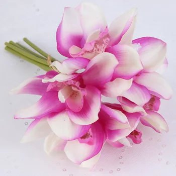 6 hláv veľké kvetinové cymbidium umelé kvety DIY svadba nevesta strane kvet domáce dekorácie umelé orchidea falošné rastliny