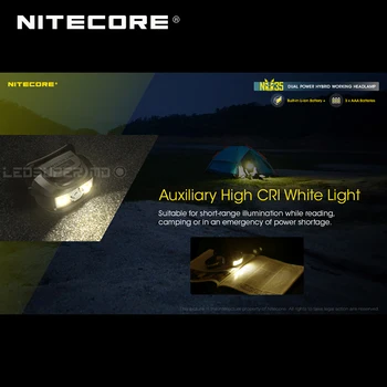 Triple Svetelné Zdroje NITECORE NU35 Nabíjateľná Dual Power Hybrid Pracovný Svetlomet vstavaná Li-ion Batéria