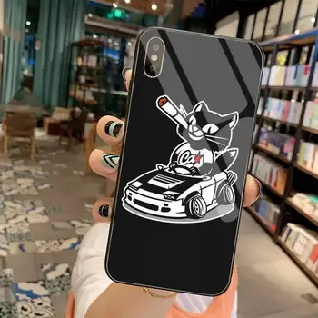 HUAGETOP Cartoon JDM Drift Auto Mačka Soft Telefón Prípade Capa Tvrdeného Skla Pre iPhone 11 Pro XR XS MAX 8 X 7 6 6 Plus SE 2020 prípade