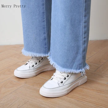 Modrá Minimalistický Umyté Bežné širokú nohu, nohavice kvetinové výšivky Denim Džínsy Ženy 2020 jar elastický Pás Dámske Nohavice