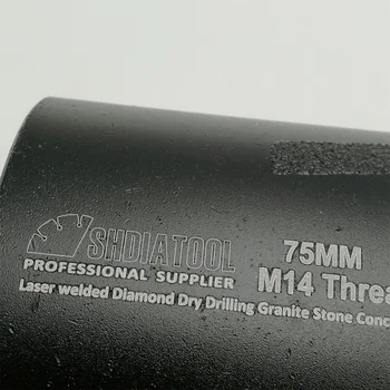 SHDIATOOL 1pc M14 Dia75mm Laserom Privarené Diamantové Suché Vŕtanie na Jadro Bit S bočnej Ochrany Otvor Videl Tvrdý Mramor, Žula vrtáka