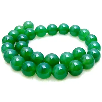 Qingmos 14 mm Kolo Prírodné Green Jade Voľné Korálky pre Šperky, Takže DIY Náhrdelník Náramok Náušnice Kameň Pramene 15