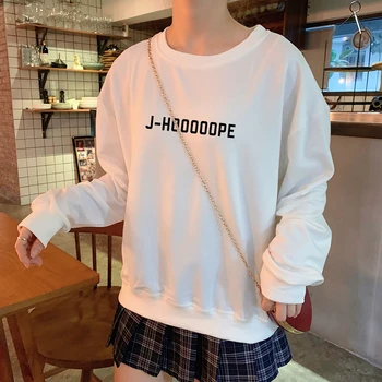 J-HOOOOOPE J-DÚFAM, že tumblr Hoodies Ženy Jeseň Jar Bežné Písmená Tlačené Mikina Bavlna K-pop Harajuku kórejské Oblečenie