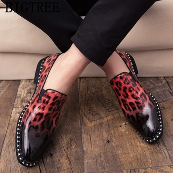 Kúpacie Topánky pre Mužov Formálne Leopard Tlač talianske Šaty Strany Obuv Muži Klasické Sklzu Šaty Firemné Topánky pre Mužov Mokasíny