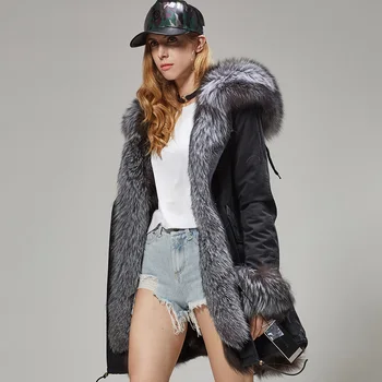 2020 Prírodné fox kožušinou kožušinový kabát zimná bunda, kabát ženy outwear teplé, hrubé vetrovka prírodné reálne fox kožušiny golier kabát s kapucňou