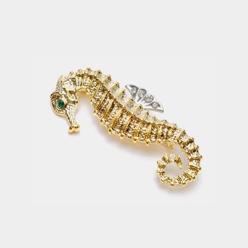 Amorita boutique koza dizajn, módne šperky, zlatá farba sea horse brošne