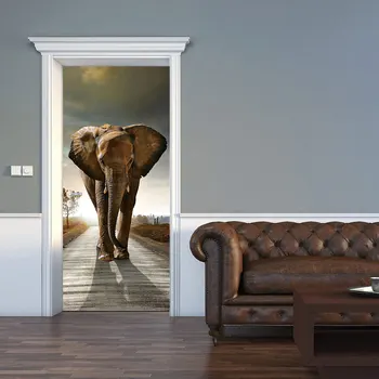 HOT Predaj 3D Cute Elephant Dvere Nálepky DIY nástenná maľba Samolepiacich Tapiet Vymeniteľné Nepremokavé Plagát Nálepky Domova Obtlačky