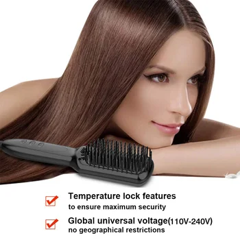 2 v 1 Multifunkčné Hair Straightener Vlasy Prečesať Kefou Fúzy Straightener Vyrovnávaním Česať Vlasy Curler Rýchle Vlasy Styler