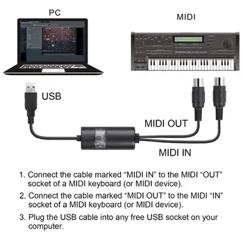 ESYNiC DIN MIDI, USB Kábel, Adaptér Rozhrania 5-Pin 1 V 1 Z Kábel Converter Pre Mac, PC, Notebook, aby Hudba Klavíra 6.5 Ft