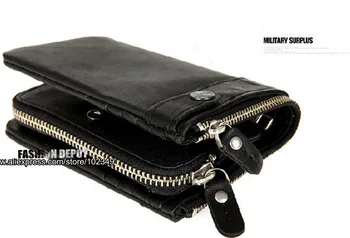 Vintage cowhide dizajnér pánske Kožené peňaženky pravá koža kabelku s odnímateľnou mince vrecku mäkké kožené peňaženky fuctional