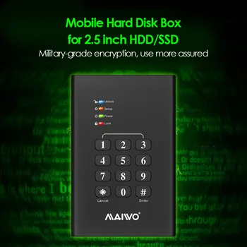 MAIWO 2.5 palcový SATA III, USB 3.0 Šifrované Pevný Disk Krytu 2TB Heslo Zablokované HDD SSD Prípade Externý Pevný Disk Krytu