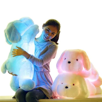 1pc 50 cm Tvorivé rozsvieti LED Teddy Psa Vypchaté Zvieratá Svetelný Plyšové Hračky Farebné Žiariace Vankúše Vianočný Darček pre Deti