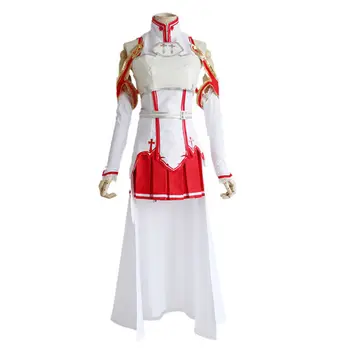 Anime Sword Art Online Asuna Yuuki Šaty Cosplay Kostýmy Jednotné pre Halloween SAO Asuna Battle Suit Oblečenie, kompletný Set s Parochňu