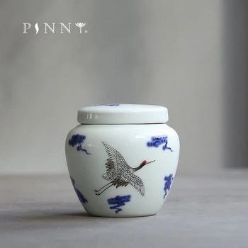 PINNY Malé Modré A Biele Porcelánové Žeriav Čaj Jar Keramické netkanej Textílie Skladovanie Pohárov Čínskej Kung-Fu Čaj Príslušenstvo