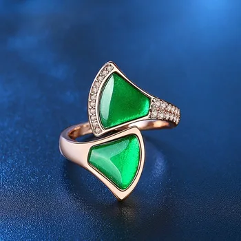 Móda Vrúbkovaným Sukne Tvar Zelená Achát Prst Prstene pre Ženy, Luxusné Elegantné Valentína Darček Svadobné Šperky R80
