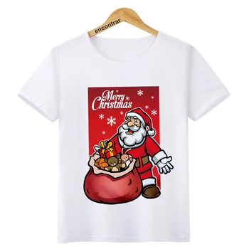 Dievčatá Chlapci kawaii Vianočný sob t shirt Dieťa módne Krátky Rukáv t-shirt Deti Biele Tričko Topy, šaty,BAL609
