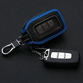 Taška Tlačidlo Prípade, Anti-Scratch Čierna+Modrá 13.5*5 cm Príslušenstvo Závesné Univerzálne Kožené Auto Smart Remote Fob Kryt Protector