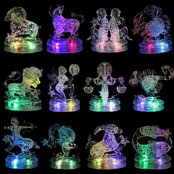 3D Crystal Puzzle 12 Súhvezdí Horoskop Puzzle Skladačka s LED Svetlom DIY Jemné Dar, Hračky pre Deti, Dospelých
