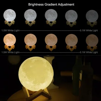 SXZM 3D Tlač Mesiac LED Nočné Svetlo 2-Zmena Farby Také USB Nabíjateľné stolná Lampa Dekorácie Pre Domov Spálňa internátu