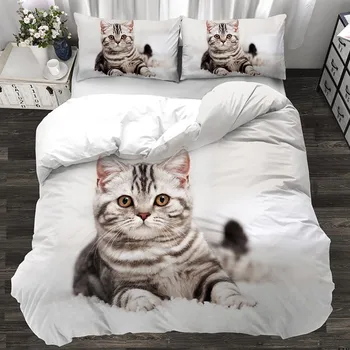 Zviera 3d cute cat vlastné posteľná bielizeň nastaviť mačiatko deka kryt obliečka na vankúš 3ks twin návrhár, dizajnér posteľná bielizeň luxusnej