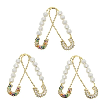 Letné nové módne šperky s morskou perlou perličkové náušnice biele rainbow cz bezpečnosti pin módne európske ženy šperky