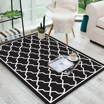 Nordic štýl Obdĺžnik koberec 3D stereo geometrické čierny a biely vzor, spálne, konferenčný stolík, nočné obývacia izba Koberce/koberce