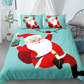 2/3ks Vianočné Perinu s obliečka na Vankúš Posteľ Deka Zahŕňa Santa Claus Vzor bytový Textil Nový Rok Spanie posteľná bielizeň Nastaviť