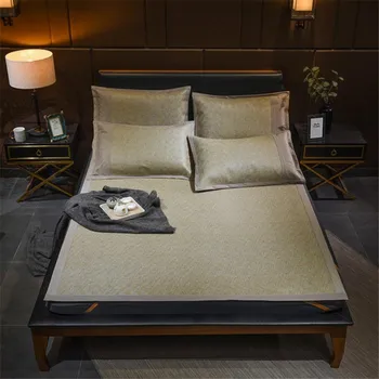Kvalitné letné Cool mat Vybavené list nastaviť Indonézsky posteľ kryt spánok mat skladacia prehoz cez posteľ 2 alebo 3ks/set hnedé posteľ nastaviť