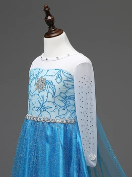 2-10 Rokov Dievčatá V Lete Elegantné Kráľovná Elsa Kostým Vianočné Fantasy Dievča Princezná Bling Crystal Elsa Prom Narodeninovej Party Šaty