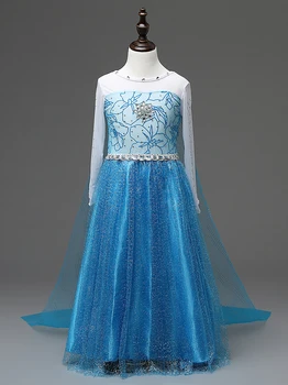 2-10 Rokov Dievčatá V Lete Elegantné Kráľovná Elsa Kostým Vianočné Fantasy Dievča Princezná Bling Crystal Elsa Prom Narodeninovej Party Šaty