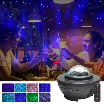 USB LED Star Nočné Svetlo Hudba Hviezdna Vody Vlna LED Projektor Svetlo Smart Bluetooth Projektor Dataprojektor Light Decor