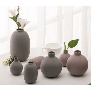 Európa Keramická váza, Šedá Mini vázy Kreatívne ručné Penotvorné Matné Piesku Malá váza, Remeslá módnych domov, dekorácie, doplnky