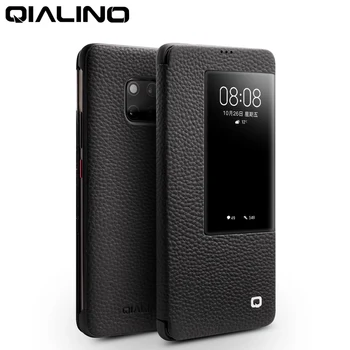 QIALINO Ultra-tenké pravej Kože Flip puzdro pre Huawei Mate 20 Pro Luxusné Kryt Telefónu Smart View pre Huawei Mate 20 X
