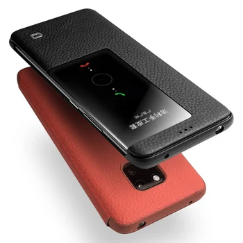 QIALINO Ultra-tenké pravej Kože Flip puzdro pre Huawei Mate 20 Pro Luxusné Kryt Telefónu Smart View pre Huawei Mate 20 X