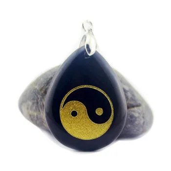 Prírodné Obsidian Kvapka Vody Prívesok Tradičné Etnické Taoizmu Taiji Klebety Položka Prívesok DIY Náhrdelník Príslušenstvo Šperky
